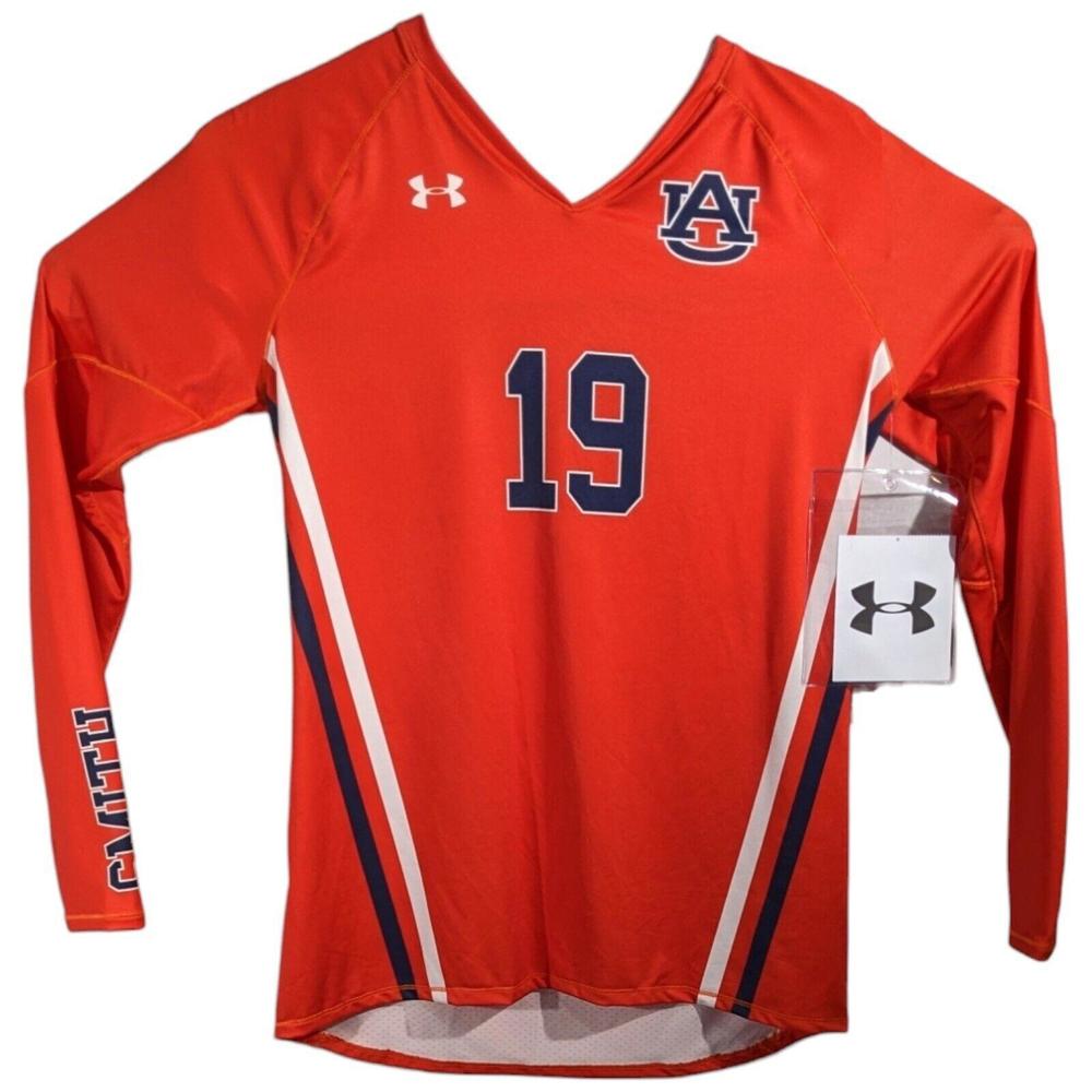 Auburn University Volleyball Shirt Fitted Size M Orange Long Sleeve Tigers Smith